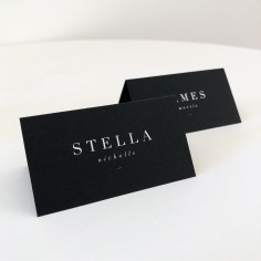 STELLA & JAMES / place cards in white ink and black