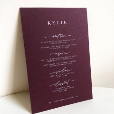 KYLIE & GIUSEPPE / menus in white ink and burgundy