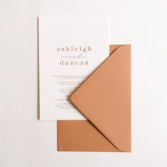 ASHLEIGH & DUNCAN / terracotta and blind letterpress with terracotta envelopes